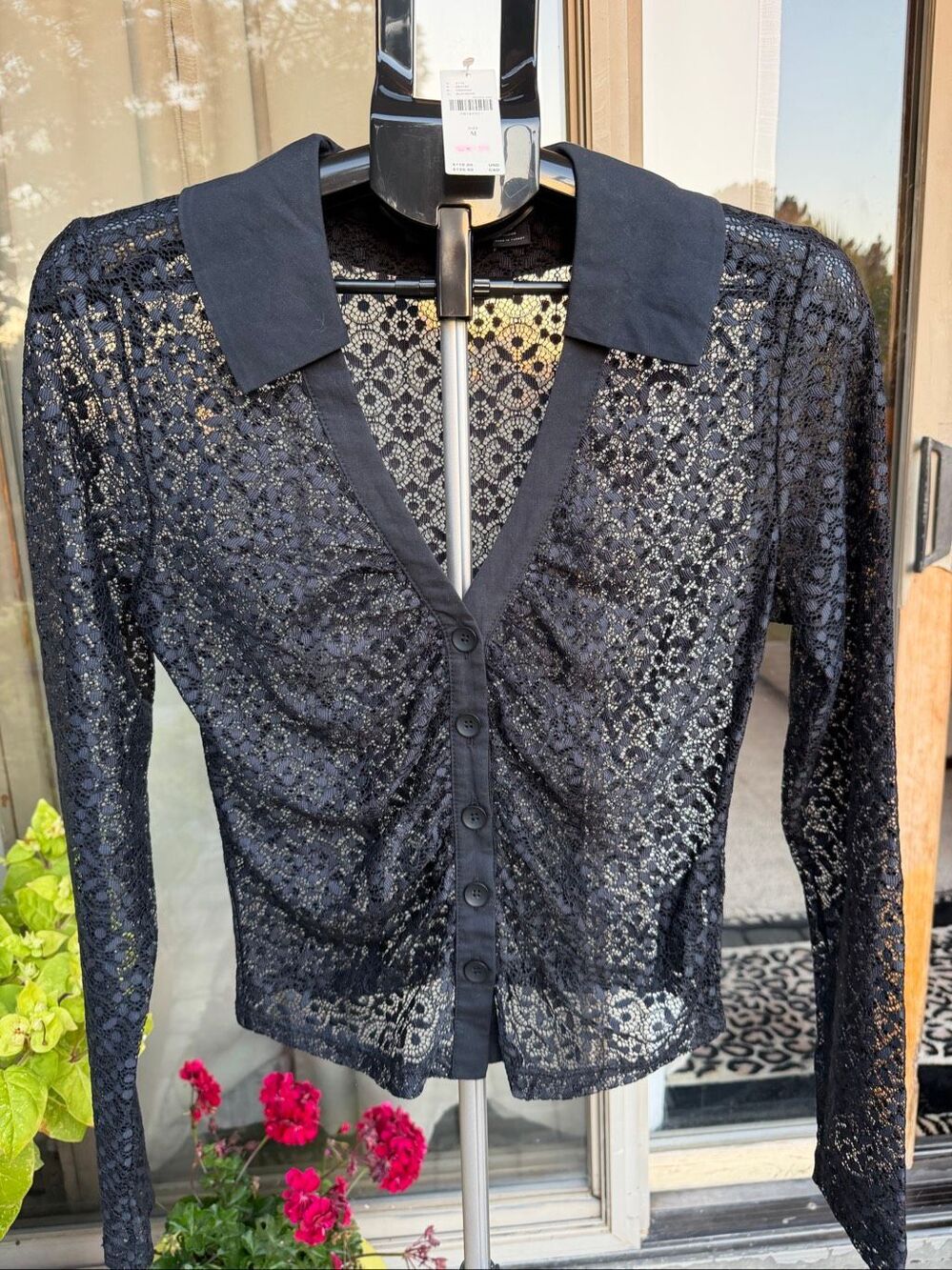 NWT Maeve Anthropologie lace, collared button front blouse